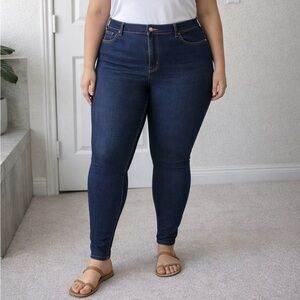 Old Navy Mid Rise Dark Blue Rockstar Super Skinny Jeans - Plus Size